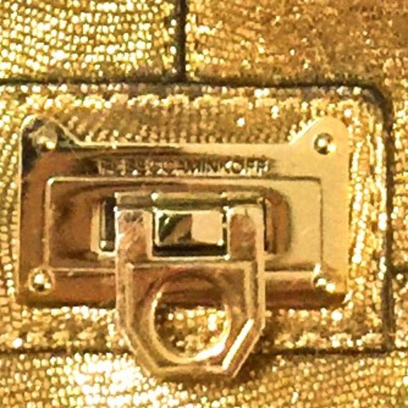 REBECCA MINKOFF GOLD LAME SHOULDERBAG=NEW WITH TAGS - Picture 6 of 8